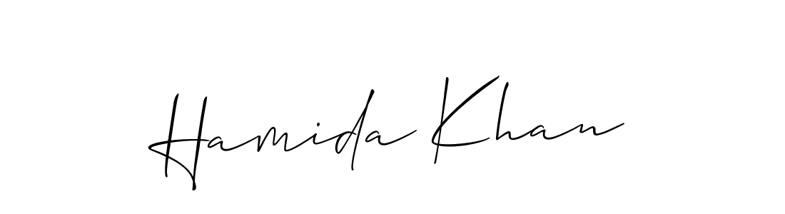 The best way (Allison_Script) to make a short signature is to pick only two or three words in your name. The name Hamida Khan include a total of six letters. For converting this name. Hamida Khan signature style 2 images and pictures png