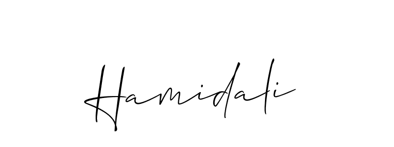 Design your own signature with our free online signature maker. With this signature software, you can create a handwritten (Allison_Script) signature for name Hamidali. Hamidali signature style 2 images and pictures png