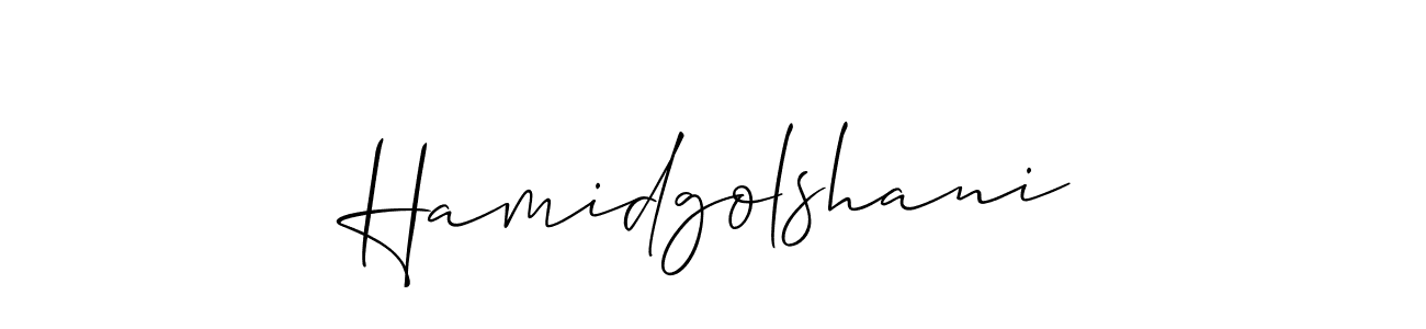 Also we have Hamidgolshani name is the best signature style. Create professional handwritten signature collection using Allison_Script autograph style. Hamidgolshani signature style 2 images and pictures png