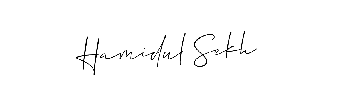 The best way (Allison_Script) to make a short signature is to pick only two or three words in your name. The name Hamidul Sekh include a total of six letters. For converting this name. Hamidul Sekh signature style 2 images and pictures png