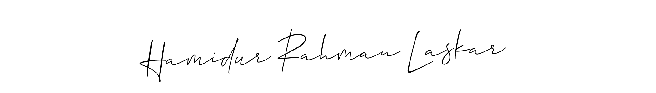 The best way (Allison_Script) to make a short signature is to pick only two or three words in your name. The name Hamidur Rahman Laskar include a total of six letters. For converting this name. Hamidur Rahman Laskar signature style 2 images and pictures png