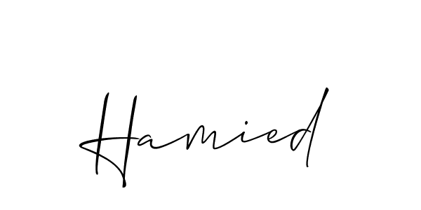 Design your own signature with our free online signature maker. With this signature software, you can create a handwritten (Allison_Script) signature for name Hamied. Hamied signature style 2 images and pictures png