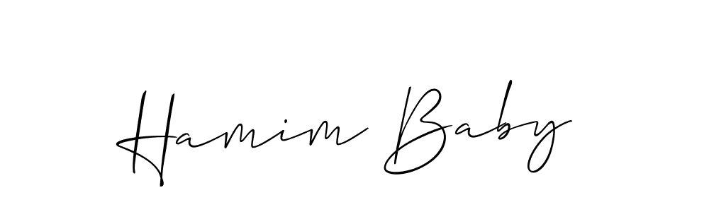The best way (Allison_Script) to make a short signature is to pick only two or three words in your name. The name Hamim Baby include a total of six letters. For converting this name. Hamim Baby signature style 2 images and pictures png