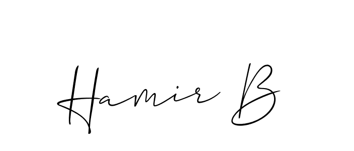 Create a beautiful signature design for name Hamir B. With this signature (Allison_Script) fonts, you can make a handwritten signature for free. Hamir B signature style 2 images and pictures png