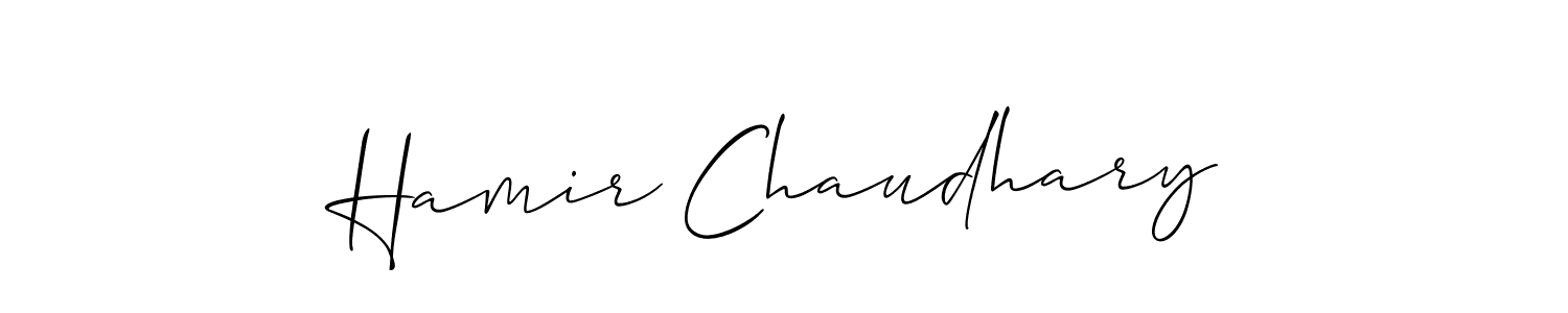 if you are searching for the best signature style for your name Hamir Chaudhary. so please give up your signature search. here we have designed multiple signature styles  using Allison_Script. Hamir Chaudhary signature style 2 images and pictures png