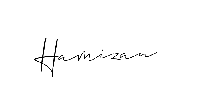 Use a signature maker to create a handwritten signature online. With this signature software, you can design (Allison_Script) your own signature for name Hamizan. Hamizan signature style 2 images and pictures png