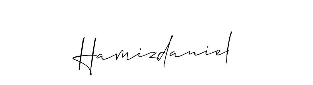 Use a signature maker to create a handwritten signature online. With this signature software, you can design (Allison_Script) your own signature for name Hamizdaniel. Hamizdaniel signature style 2 images and pictures png