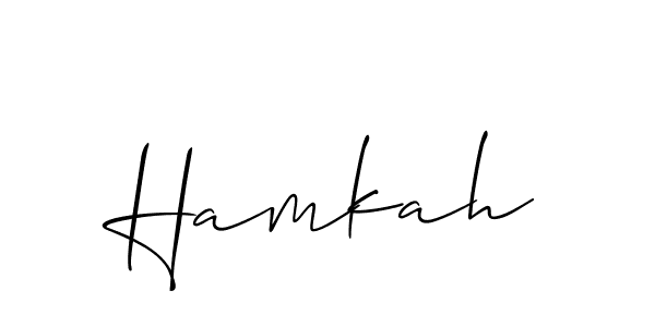 Use a signature maker to create a handwritten signature online. With this signature software, you can design (Allison_Script) your own signature for name Hamkah. Hamkah signature style 2 images and pictures png