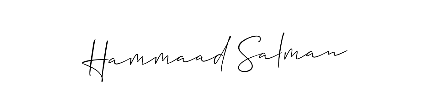 Make a beautiful signature design for name Hammaad Salman. With this signature (Allison_Script) style, you can create a handwritten signature for free. Hammaad Salman signature style 2 images and pictures png