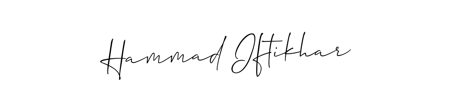This is the best signature style for the Hammad Iftikhar name. Also you like these signature font (Allison_Script). Mix name signature. Hammad Iftikhar signature style 2 images and pictures png