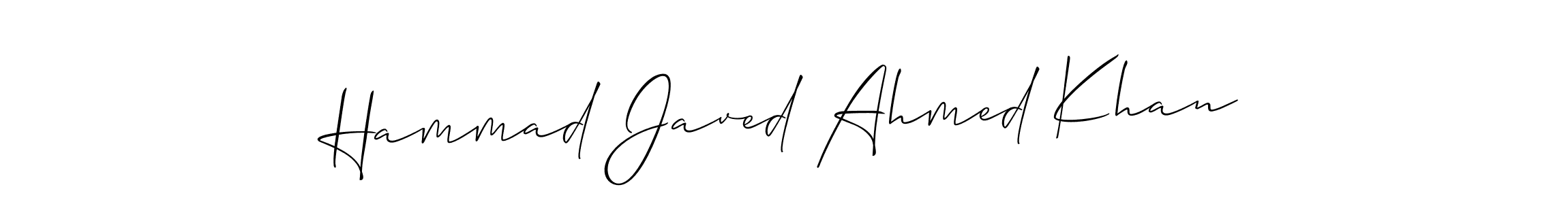 Make a short Hammad Javed Ahmed Khan signature style. Manage your documents anywhere anytime using Allison_Script. Create and add eSignatures, submit forms, share and send files easily. Hammad Javed Ahmed Khan signature style 2 images and pictures png
