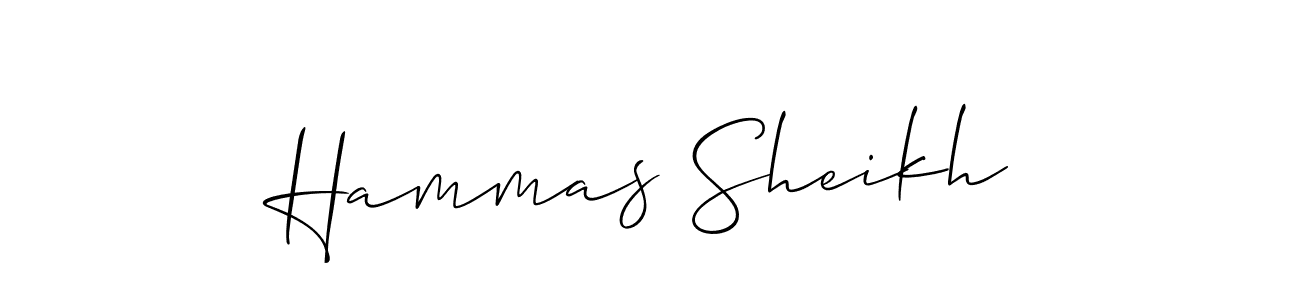 You should practise on your own different ways (Allison_Script) to write your name (Hammas Sheikh) in signature. don't let someone else do it for you. Hammas Sheikh signature style 2 images and pictures png