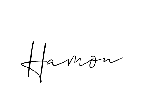 Make a beautiful signature design for name Hamon. With this signature (Allison_Script) style, you can create a handwritten signature for free. Hamon signature style 2 images and pictures png