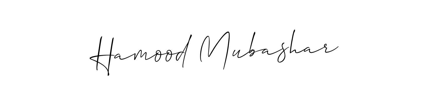 Make a beautiful signature design for name Hamood Mubashar. With this signature (Allison_Script) style, you can create a handwritten signature for free. Hamood Mubashar signature style 2 images and pictures png