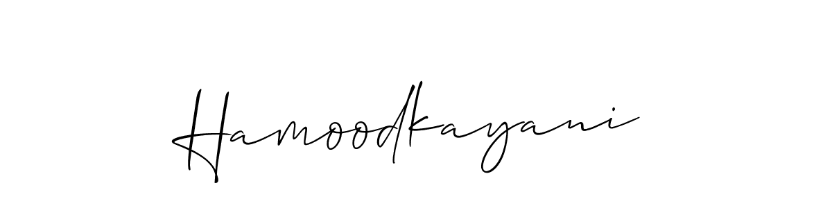 Allison_Script is a professional signature style that is perfect for those who want to add a touch of class to their signature. It is also a great choice for those who want to make their signature more unique. Get Hamoodkayani name to fancy signature for free. Hamoodkayani signature style 2 images and pictures png