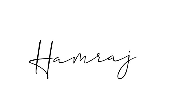 Use a signature maker to create a handwritten signature online. With this signature software, you can design (Allison_Script) your own signature for name Hamraj. Hamraj signature style 2 images and pictures png