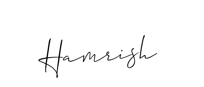 Use a signature maker to create a handwritten signature online. With this signature software, you can design (Allison_Script) your own signature for name Hamrish. Hamrish signature style 2 images and pictures png