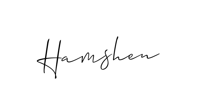 It looks lik you need a new signature style for name Hamshen. Design unique handwritten (Allison_Script) signature with our free signature maker in just a few clicks. Hamshen signature style 2 images and pictures png