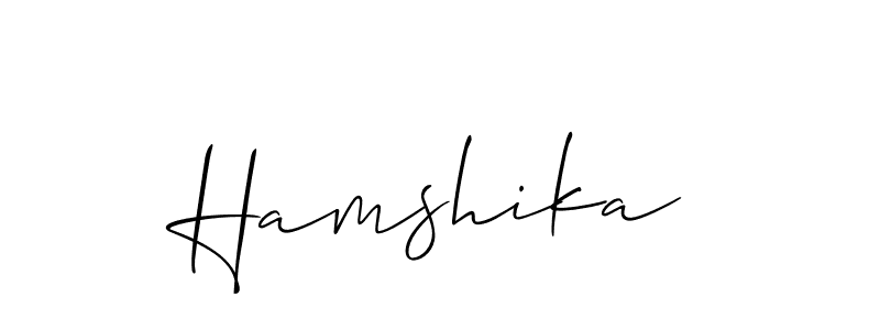 It looks lik you need a new signature style for name Hamshika. Design unique handwritten (Allison_Script) signature with our free signature maker in just a few clicks. Hamshika signature style 2 images and pictures png