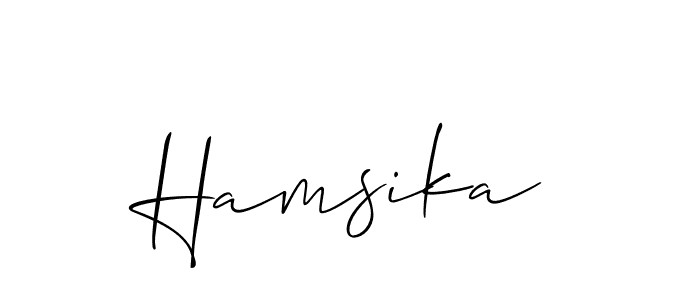Also we have Hamsika name is the best signature style. Create professional handwritten signature collection using Allison_Script autograph style. Hamsika signature style 2 images and pictures png