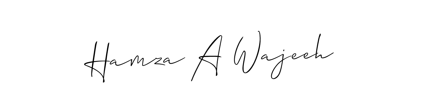 if you are searching for the best signature style for your name Hamza A Wajeeh. so please give up your signature search. here we have designed multiple signature styles  using Allison_Script. Hamza A Wajeeh signature style 2 images and pictures png