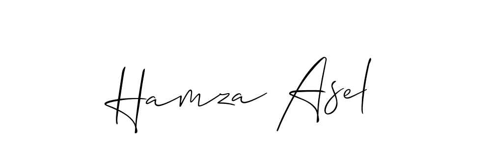 How to make Hamza Asel name signature. Use Allison_Script style for creating short signs online. This is the latest handwritten sign. Hamza Asel signature style 2 images and pictures png