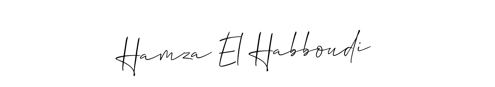 if you are searching for the best signature style for your name Hamza El Habboudi. so please give up your signature search. here we have designed multiple signature styles  using Allison_Script. Hamza El Habboudi signature style 2 images and pictures png