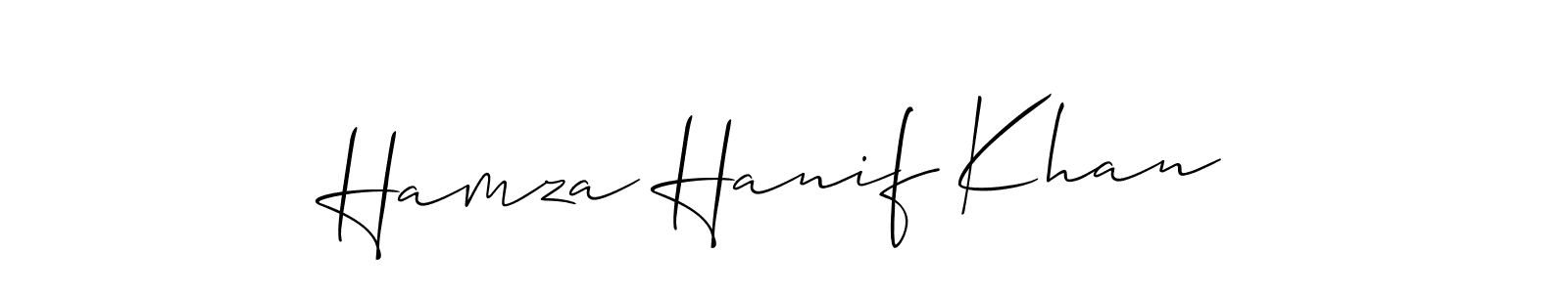 Make a beautiful signature design for name Hamza Hanif Khan. With this signature (Allison_Script) style, you can create a handwritten signature for free. Hamza Hanif Khan signature style 2 images and pictures png