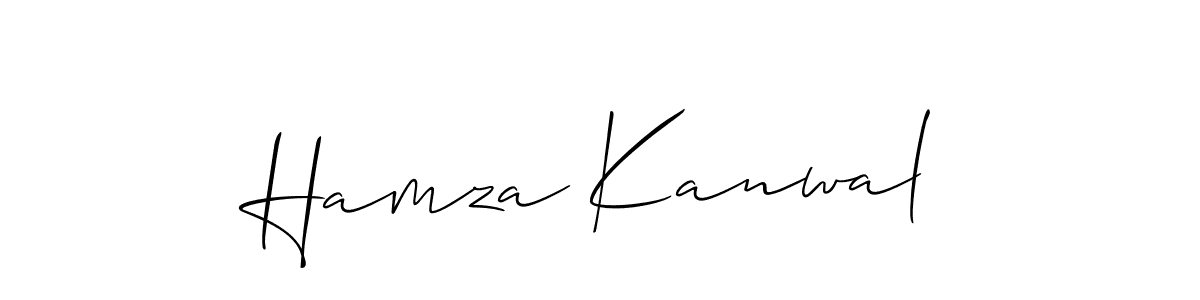Allison_Script is a professional signature style that is perfect for those who want to add a touch of class to their signature. It is also a great choice for those who want to make their signature more unique. Get Hamza Kanwal name to fancy signature for free. Hamza Kanwal signature style 2 images and pictures png