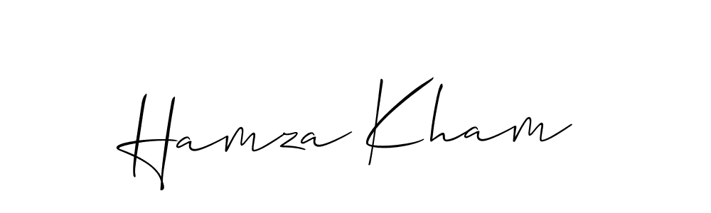 Create a beautiful signature design for name Hamza Kham. With this signature (Allison_Script) fonts, you can make a handwritten signature for free. Hamza Kham signature style 2 images and pictures png