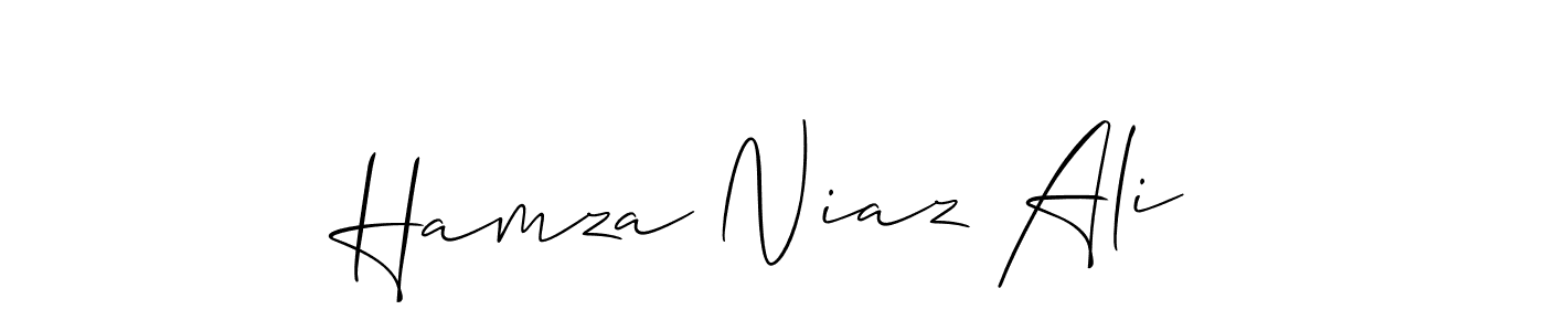 How to make Hamza Niaz Ali name signature. Use Allison_Script style for creating short signs online. This is the latest handwritten sign. Hamza Niaz Ali signature style 2 images and pictures png