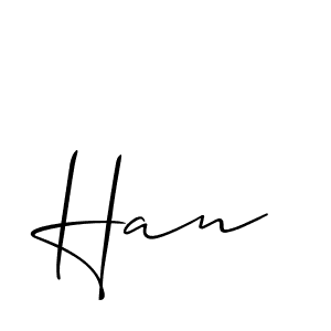 Make a beautiful signature design for name Han. With this signature (Allison_Script) style, you can create a handwritten signature for free. Han signature style 2 images and pictures png
