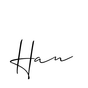 Make a beautiful signature design for name Han. With this signature (Allison_Script) style, you can create a handwritten signature for free. Han signature style 2 images and pictures png