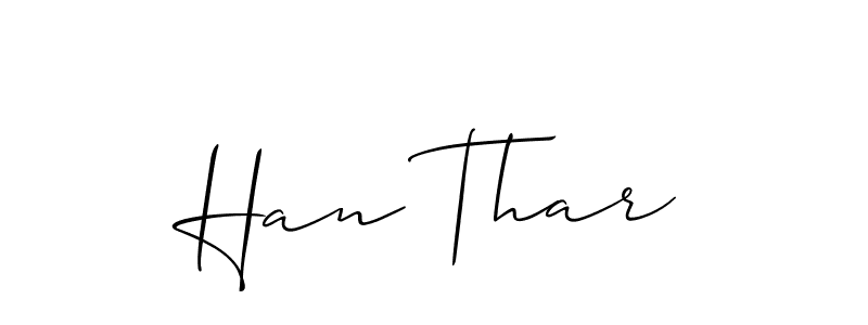 Make a beautiful signature design for name Han Thar. With this signature (Allison_Script) style, you can create a handwritten signature for free. Han Thar signature style 2 images and pictures png