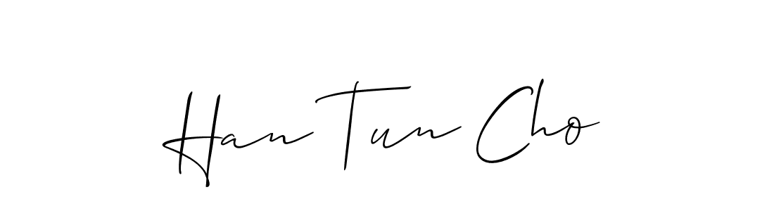 The best way (Allison_Script) to make a short signature is to pick only two or three words in your name. The name Han Tun Cho include a total of six letters. For converting this name. Han Tun Cho signature style 2 images and pictures png