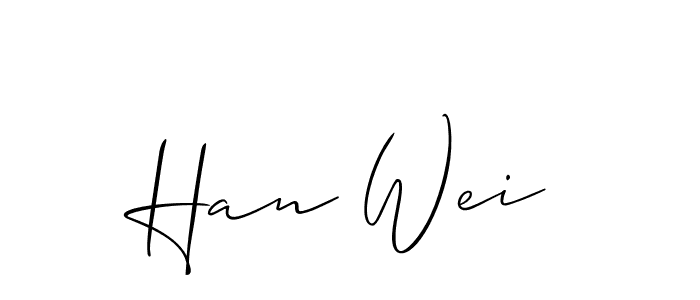 It looks lik you need a new signature style for name Han Wei. Design unique handwritten (Allison_Script) signature with our free signature maker in just a few clicks. Han Wei signature style 2 images and pictures png