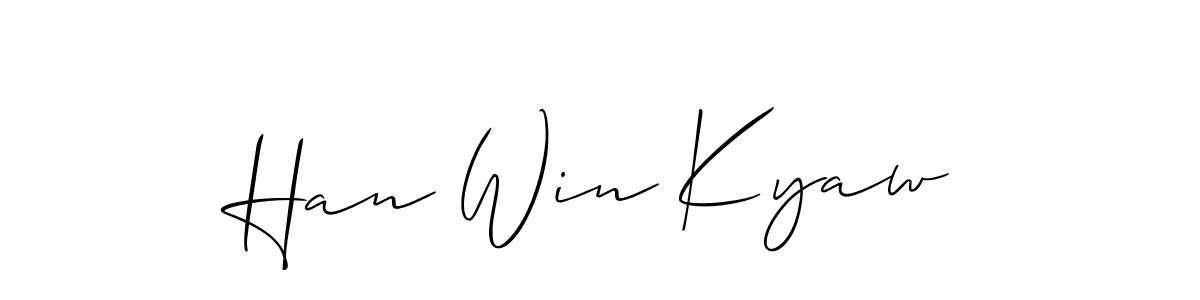 Make a beautiful signature design for name Han Win Kyaw. With this signature (Allison_Script) style, you can create a handwritten signature for free. Han Win Kyaw signature style 2 images and pictures png