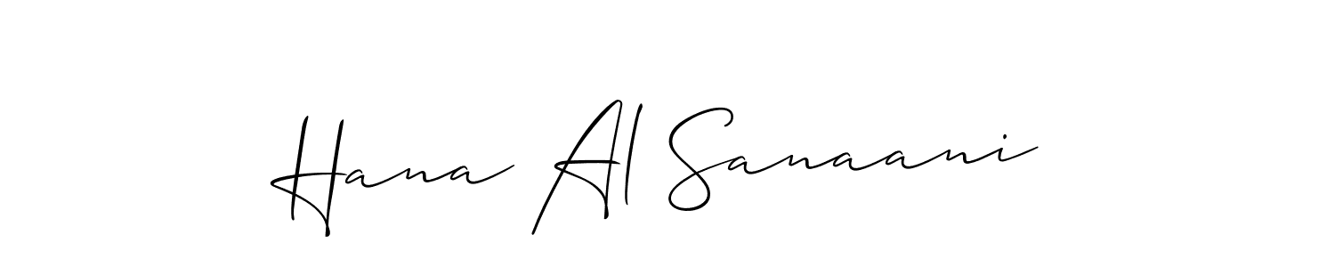 Make a beautiful signature design for name Hana Al Sanaani. With this signature (Allison_Script) style, you can create a handwritten signature for free. Hana Al Sanaani signature style 2 images and pictures png