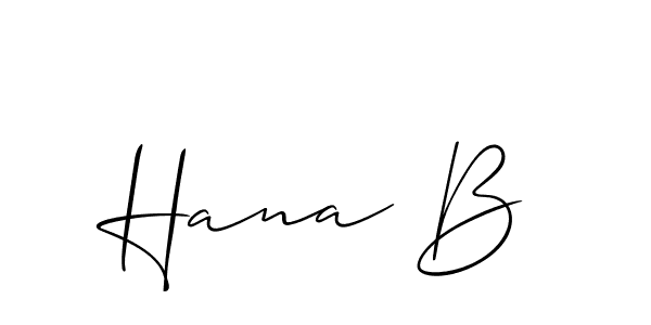 Design your own signature with our free online signature maker. With this signature software, you can create a handwritten (Allison_Script) signature for name Hana B. Hana B signature style 2 images and pictures png