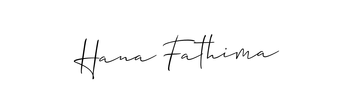 Create a beautiful signature design for name Hana Fathima. With this signature (Allison_Script) fonts, you can make a handwritten signature for free. Hana Fathima signature style 2 images and pictures png