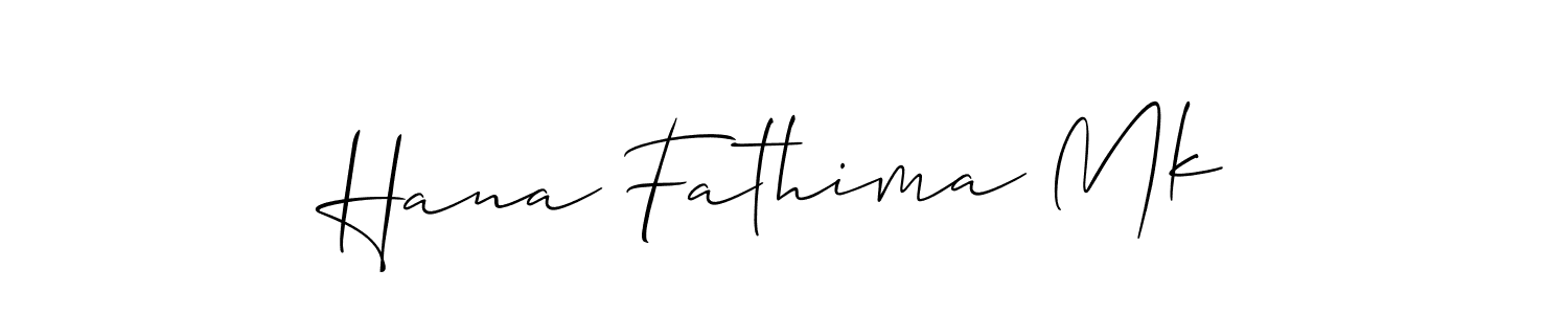 Design your own signature with our free online signature maker. With this signature software, you can create a handwritten (Allison_Script) signature for name Hana Fathima Mk. Hana Fathima Mk signature style 2 images and pictures png