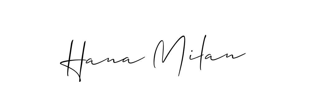 Hana Milan stylish signature style. Best Handwritten Sign (Allison_Script) for my name. Handwritten Signature Collection Ideas for my name Hana Milan. Hana Milan signature style 2 images and pictures png