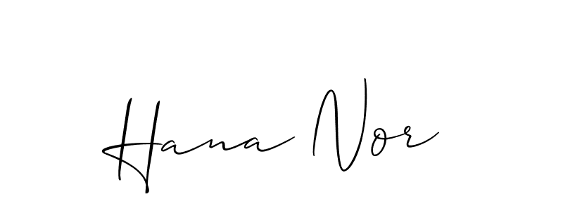Use a signature maker to create a handwritten signature online. With this signature software, you can design (Allison_Script) your own signature for name Hana Nor. Hana Nor signature style 2 images and pictures png