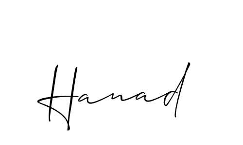 Similarly Allison_Script is the best handwritten signature design. Signature creator online .You can use it as an online autograph creator for name Hanad. Hanad signature style 2 images and pictures png