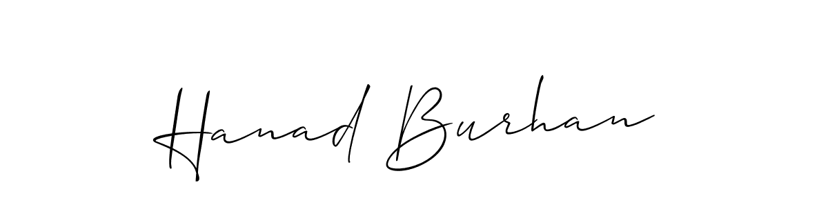 Hanad Burhan stylish signature style. Best Handwritten Sign (Allison_Script) for my name. Handwritten Signature Collection Ideas for my name Hanad Burhan. Hanad Burhan signature style 2 images and pictures png