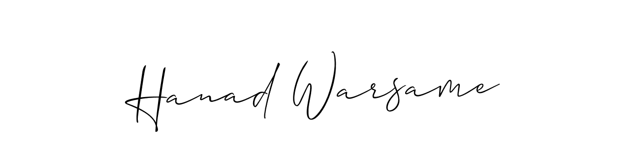Also You can easily find your signature by using the search form. We will create Hanad Warsame name handwritten signature images for you free of cost using Allison_Script sign style. Hanad Warsame signature style 2 images and pictures png