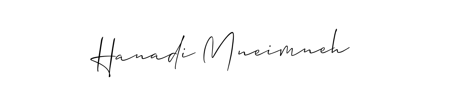 Design your own signature with our free online signature maker. With this signature software, you can create a handwritten (Allison_Script) signature for name Hanadi Mneimneh. Hanadi Mneimneh signature style 2 images and pictures png