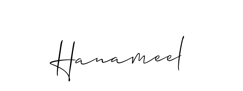 Make a beautiful signature design for name Hanameel. With this signature (Allison_Script) style, you can create a handwritten signature for free. Hanameel signature style 2 images and pictures png