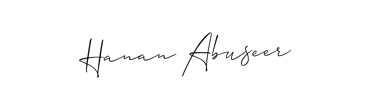 You should practise on your own different ways (Allison_Script) to write your name (Hanan Abuseer) in signature. don't let someone else do it for you. Hanan Abuseer signature style 2 images and pictures png