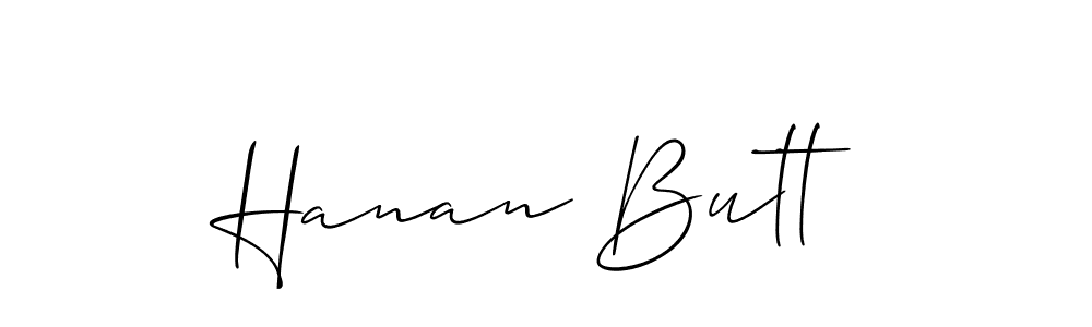 It looks lik you need a new signature style for name Hanan Butt. Design unique handwritten (Allison_Script) signature with our free signature maker in just a few clicks. Hanan Butt signature style 2 images and pictures png